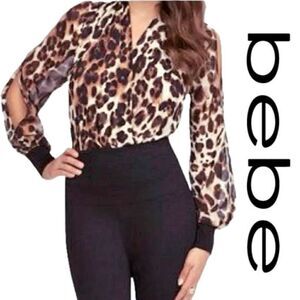 Bebe Surplice Leopard Bodysuit